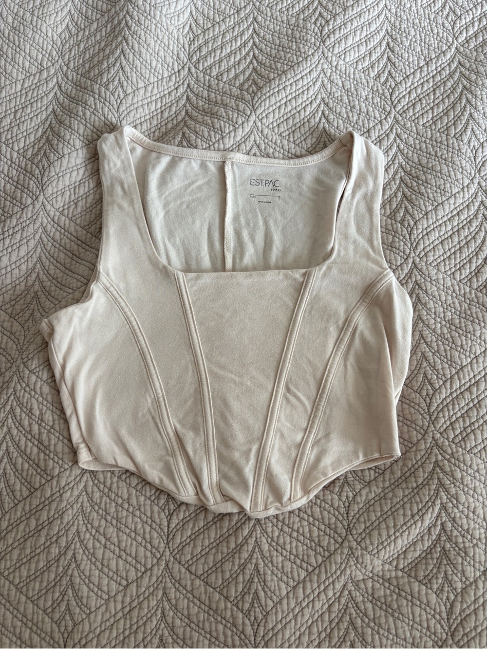 PacSun Cream Square-Neck Corset Tank - Size S